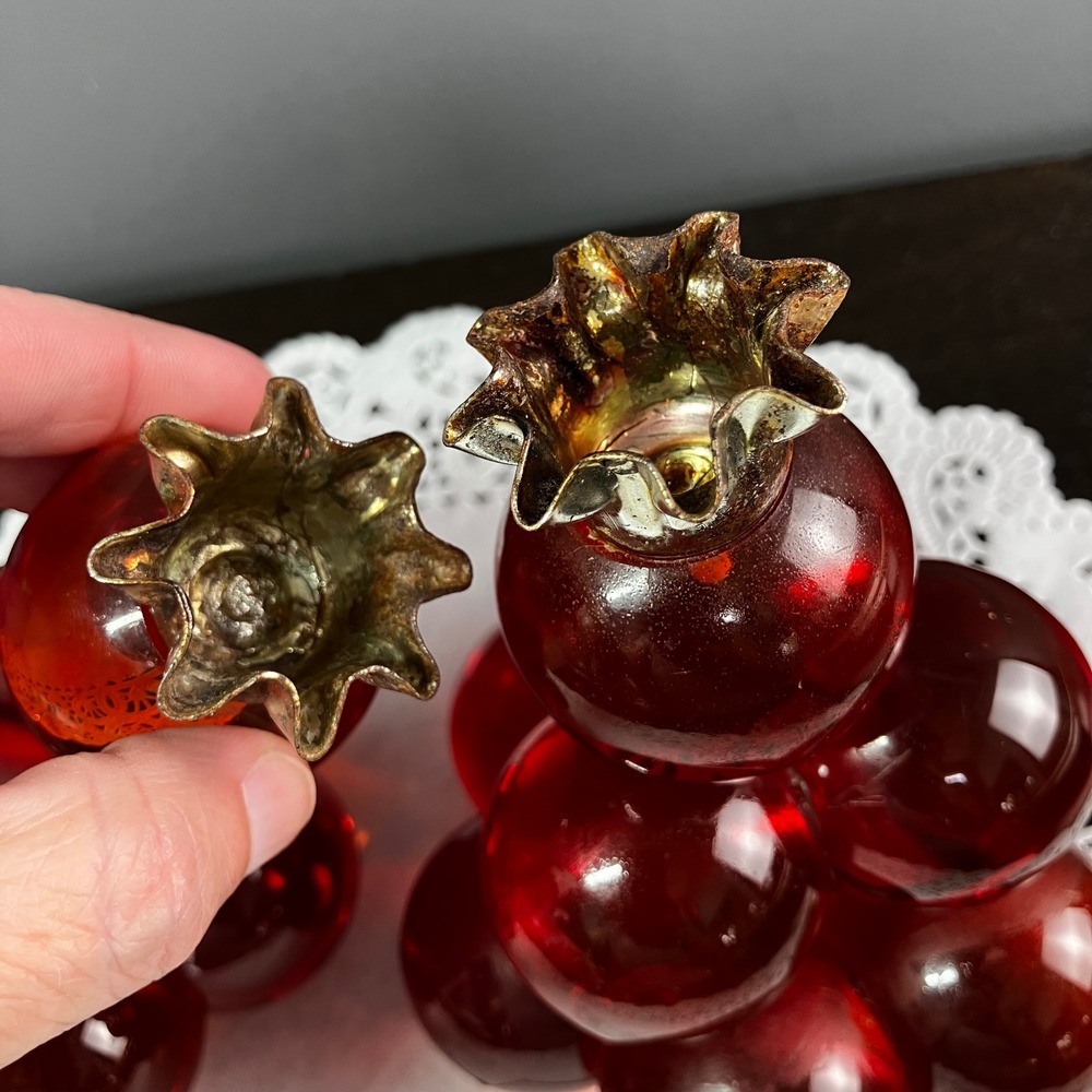 Vintage Lucite Grape Candle Holders MCM Red Acrylic Project Pair - Picture 7 of 12